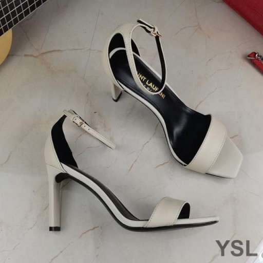 Yves Saint Laurent Amber Sandals In Smooth Leather Beige