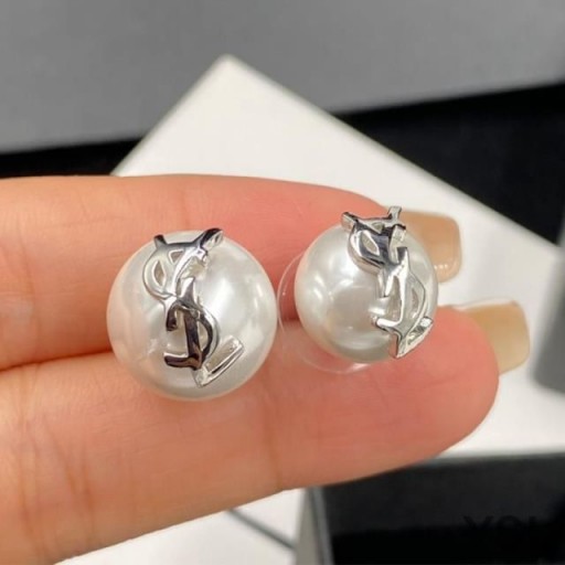 Yves Saint Laurent Cassandre Pearl Earrings In Metal Silver