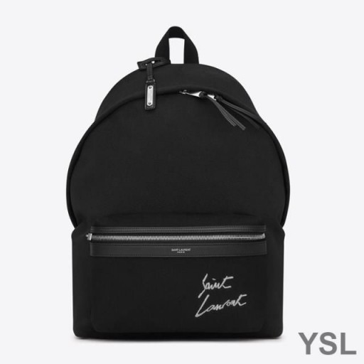 Yves Saint Laurent City Backpack In Logo Signature Canvas Black