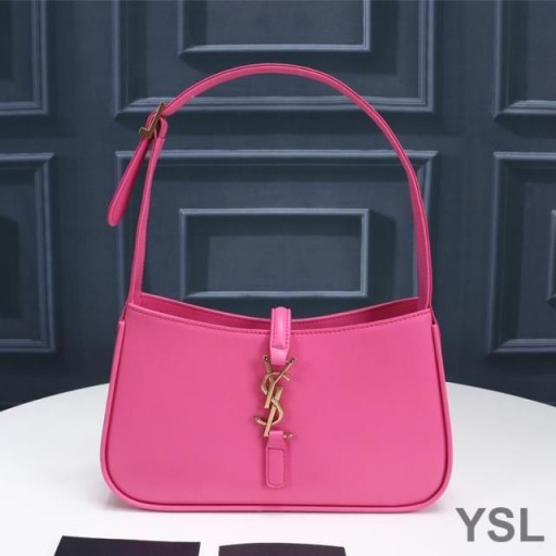 Yves Saint Laurent Le 5 A 7 Hobo Bag In Smooth Leather Rose/Gold