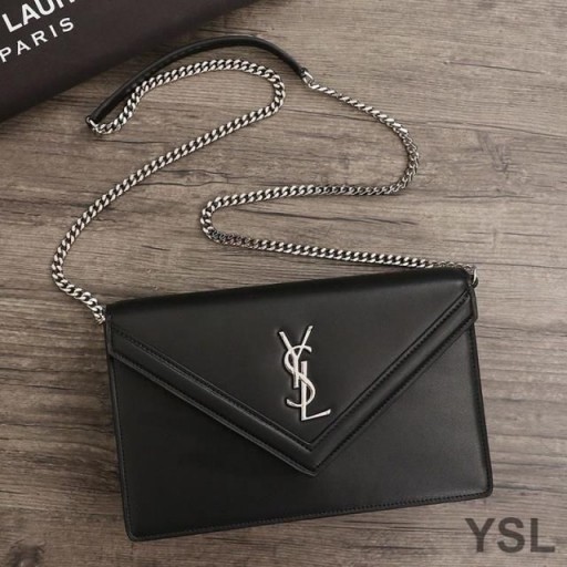 Yves Saint Laurent Le Sept Chain Bag In Leather Black/Silver
