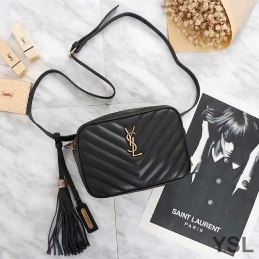 Yves Saint Laurent Lou Belt Bag In Matelasse Leather Black/Gold