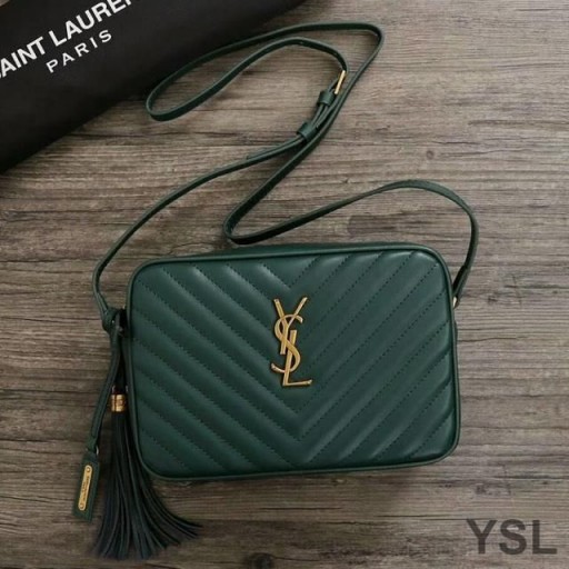Yves Saint Laurent Lou Camera Bag In Matelasse Leather Green/Gold