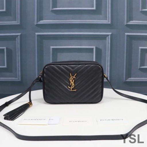 Yves Saint Laurent Lou Camera Bag In Quilted Leather Black/Gold