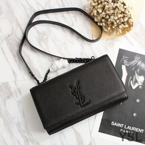 Yves Saint Laurent Medium Kate Bag In Textured Leather Black