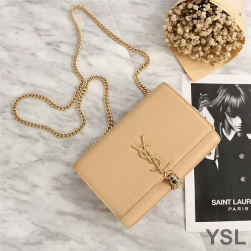 Yves Saint Laurent Medium Kate Chain Bag with Tassel In Leather Apricot/Gold