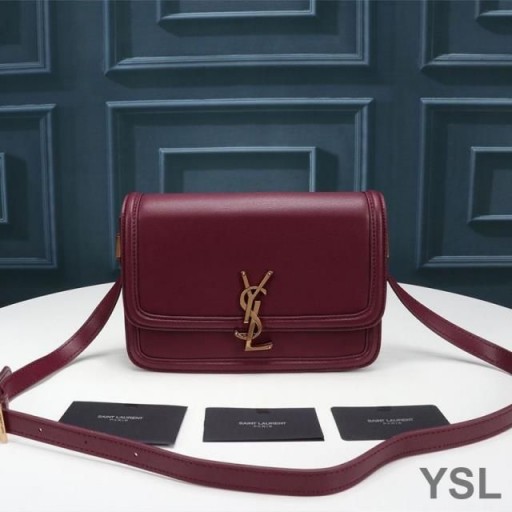 Yves Saint Laurent Medium Solferino Satchel In Box Leather Burgundy/Gold
