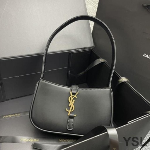 Yves Saint Laurent Mini Le 5 A 7 Hobo Bag In Smooth Leather Black/Gold