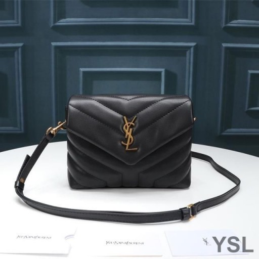 Yves Saint Laurent Mini Loulou Toy Bag In Y Matelasse Leather Black/Gold