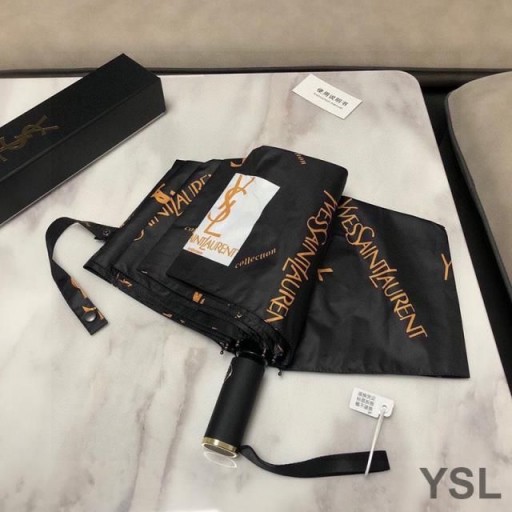 Yves Saint Laurent Monogram 3 Folding Mini Umbrella Black