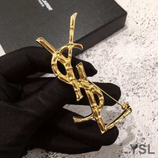 Yves Saint Laurent Opyum Brooch In Bamboo Metal Gold