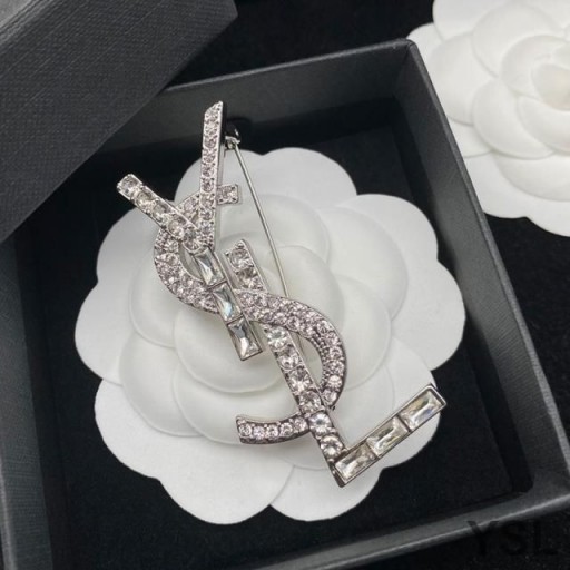 Yves Saint Laurent Opyum Brooch In Metal, Crystal and Rhinestones Silver