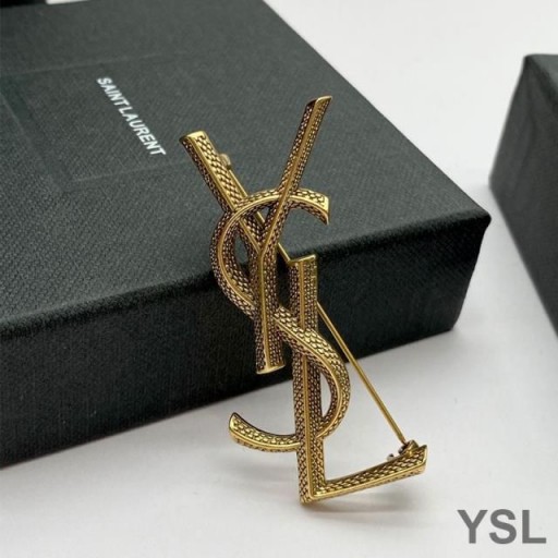Yves Saint Laurent Opyum Brooch In Snake Metal Gold