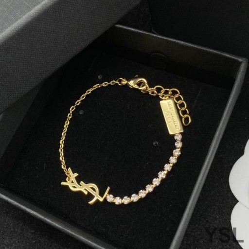 Yves Saint Laurent Opyum Charm Bracelet In Metal and Rhinestones Gold
