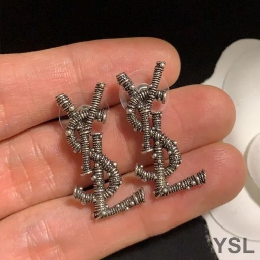 Yves Saint Laurent Opyum Earrings In Berber Metal Silver