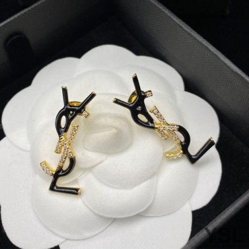 Yves Saint Laurent Opyum Earrings In Metal, Enamel and Crystals Gold/Black