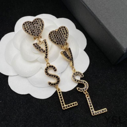 Yves Saint Laurent Opyum Heart Earrings In Metal And Crystal Gold