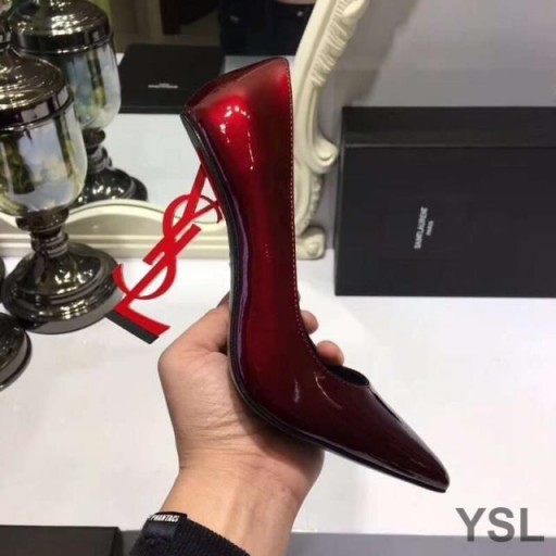 Yves Saint Laurent Opyum Pumps In Patent Leather with Red Heel Red