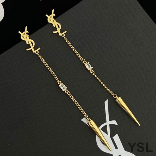 Yves Saint Laurent Opyum Spike Earrings In Metal and Rhinestone Gold