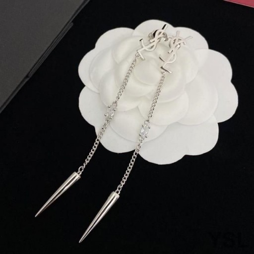 Yves Saint Laurent Opyum Spike Earrings In Metal and Rhinestone Silver
