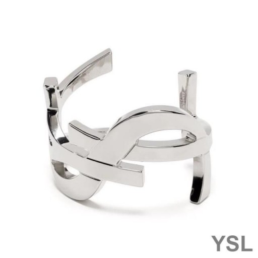 Yves Saint Laurent Opyum Twist Cuff Bracelet In Metal Silver