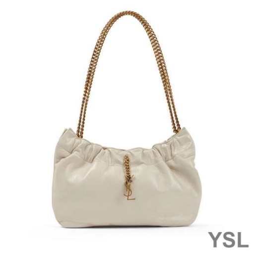 Yves Saint Laurent Pac Pac Ruched Hobo Bag In Smooth Leather White