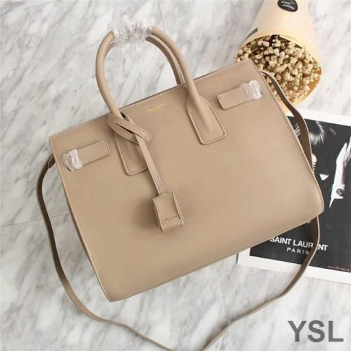 Yves Saint Laurent Small Sac De Jour Bag In Leather Apricot