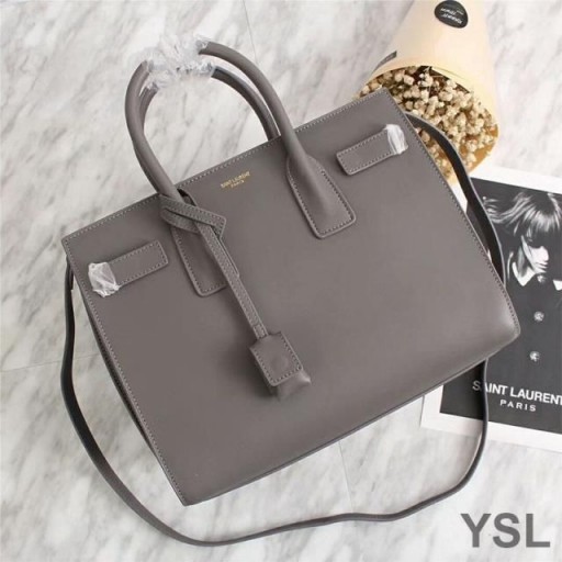 Yves Saint Laurent Small Sac De Jour Bag In Leather Grey