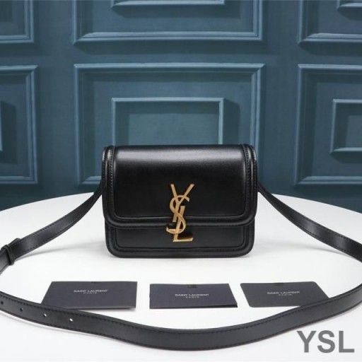 Yves Saint Laurent Small Solferino Satchel In Box Leather Black/Gold