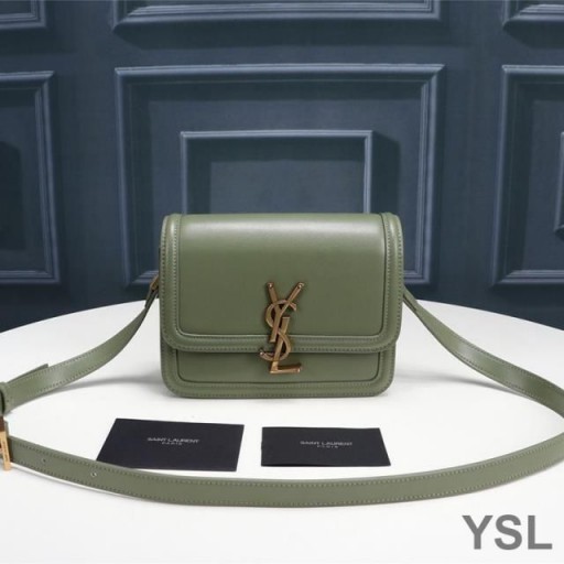 Yves Saint Laurent Small Solferino Satchel In Box Leather Green/Gold