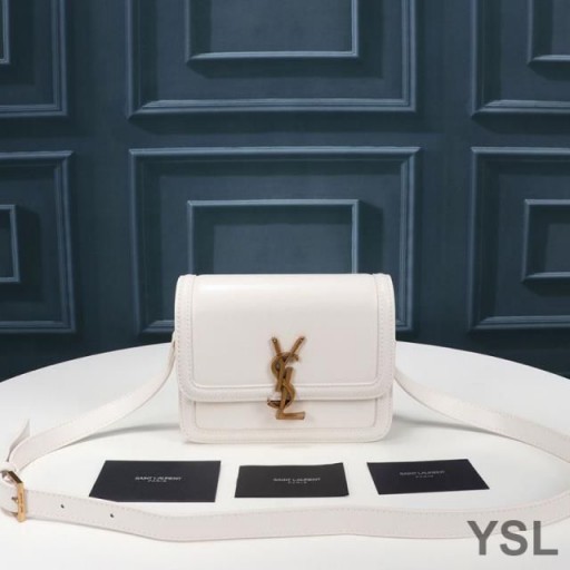 Yves Saint Laurent Small Solferino Satchel In Box Leather White/Gold