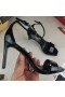 Yves Saint Laurent Amber Sandals In Patent Leather Black