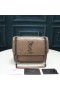 Yves Saint Laurent Baby Niki Chain Bag In Crinkled And Quilted Leather Apricot/Silver