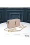 Yves Saint Laurent Becky Double-Zip Pouch In Diamond-Quilted Lambskin Apricot/Gold