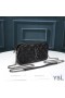 Yves Saint Laurent Becky Double-Zip Pouch In Diamond-Quilted Lambskin Black/Silver