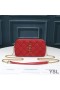 Yves Saint Laurent Becky Double-Zip Pouch In Diamond-Quilted Lambskin Red/Gold