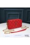 Yves Saint Laurent Becky Double-Zip Pouch In Diamond-Quilted Lambskin Red/Gold
