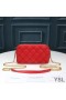 Yves Saint Laurent Becky Double-Zip Pouch In Diamond-Quilted Lambskin Red/Gold