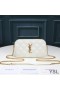 Yves Saint Laurent Becky Double-Zip Pouch In Diamond-Quilted Lambskin White/Gold