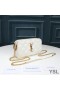 Yves Saint Laurent Becky Double-Zip Pouch In Diamond-Quilted Lambskin White/Gold