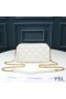 Yves Saint Laurent Becky Double-Zip Pouch In Diamond-Quilted Lambskin White/Gold