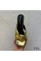 Yves Saint Laurent Bianca Heeled Slides In Smooth Leather Gold