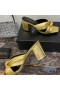 Yves Saint Laurent Bianca Heeled Slides In Smooth Leather Gold