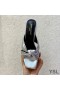 Yves Saint Laurent Bianca Heeled Slides In Smooth Leather Silver