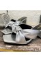 Yves Saint Laurent Bianca Heeled Slides In Smooth Leather Silver