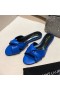 Yves Saint Laurent Bianca Slides In Smooth Leather Blue