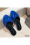 Yves Saint Laurent Bianca Slides In Smooth Leather Blue