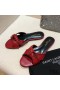 Yves Saint Laurent Bianca Slides In Smooth Leather Red