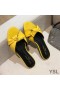Yves Saint Laurent Bianca Slides In Smooth Leather Yellow