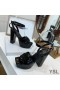 Yves Saint Laurent Candy Platform Sandals In Patent Leather Black